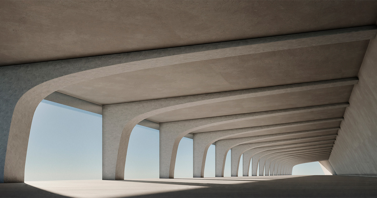 underside of a bridge in the style of brutalist architecture